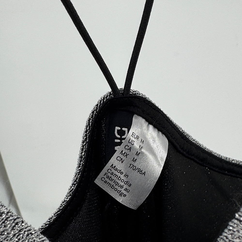 H&M Divided silver gray glitter V-cut thin strap bodycon mini dress size M‎ NWT - Picture 10 of 10